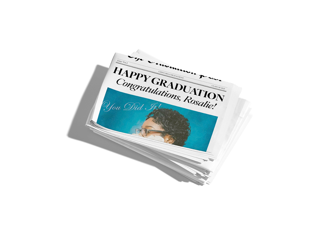 Stack of graduation-themed greeting cards with a personalized message on a white background