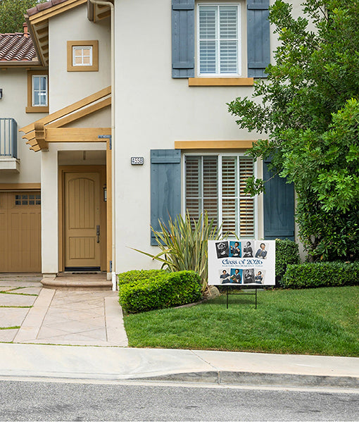 House exterior with a 'Class of 2020' sign in front yard